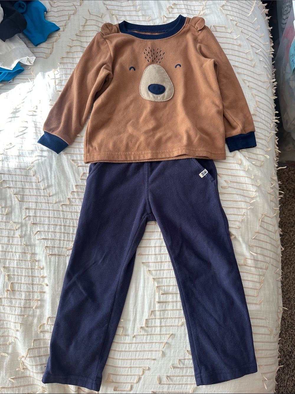 Carter's Brown Bear Sweatshirt with Navy Joggers